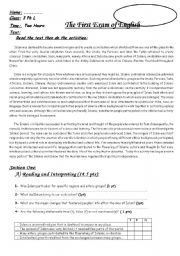 English Worksheet: test of islamic civilization