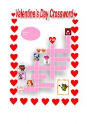 English worksheet: Valentines Day Crossword