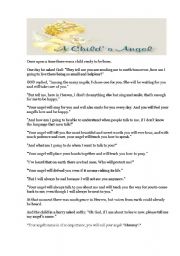 English worksheet: a childs angel