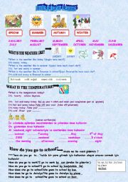 English Worksheet: months -seasons-weather conditions