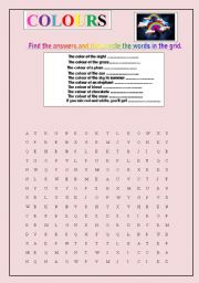 English worksheet: Colours