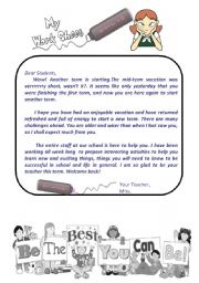 English Worksheet: a welcoming letter from teacher to her students