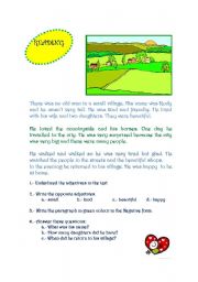 English Worksheet: READING A SHORT STORY