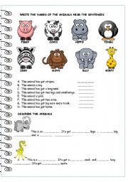 English Worksheet: CUTE ANIMALS