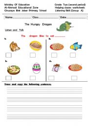 English worksheet: food  likes  and  dislikes