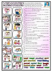 English Worksheet: Memories  - past tense (BW+key)