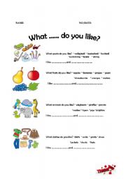 English Worksheet: What sports do you like?