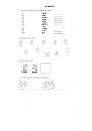 English worksheet: NUMBERS