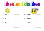 English worksheet: likes &dislikes
