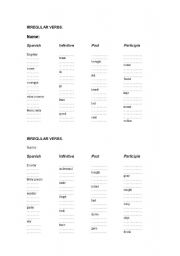 English worksheet: test on irregular verbs