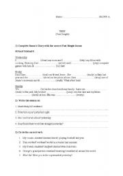 English worksheet: Past Simple - test