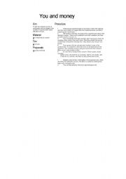 English Worksheet: You and Money