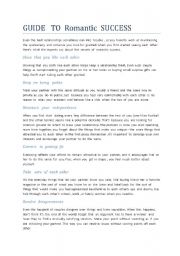 English Worksheet: guide to romantic success