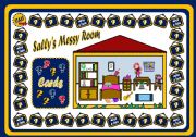 English Worksheet: SALLYS MESSY ROOM - PLACE PREPOSITIONS BOARD GAME (PART1) 