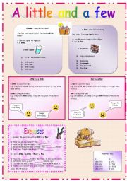 English Worksheet: a little and a few