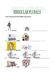 English Worksheet: irregular plurals