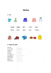 English worksheet: Clothes exercises