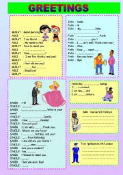 English Worksheet: Greetings