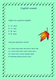 English worksheet: English sounds