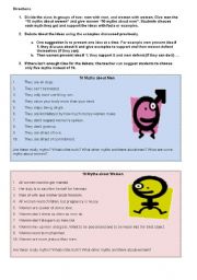 English Worksheet: men vrs women