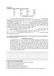 English worksheet: narrative text cinderrella