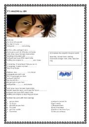 English Worksheet: Song Activity ( Its Amazing by Jem)