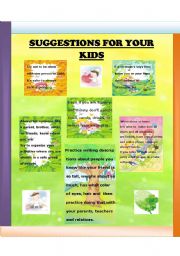 English worksheet: GOOD SUGGESTIONS FOR YOUR KIDS