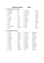 English Worksheet: What do you prefer? British vs. American words and spelling