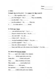 English worksheet: Present Simple exercises