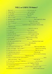 English Worksheet: will, going to