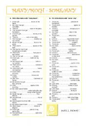 English Worksheet: Many much - some any exercises