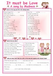 English Worksheet: It must be love - song and activities