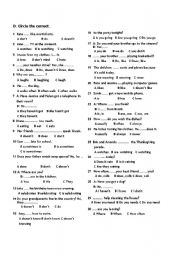 English Worksheet: Grammar Test Simple Present or Present Continuous-ELEMENTARY-page 3 of 3