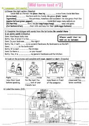 English Worksheet: english test 7th form