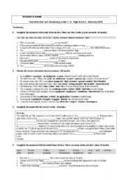 English Worksheet: Grammar and Vocabulary