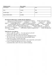 English Worksheet: Articles