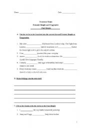 English Worksheet: Past Simple, Present simple and progressive