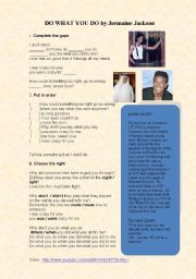 English Worksheet: Song - Do what you do - Jermaine Jackson