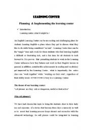 English worksheet: lerning center