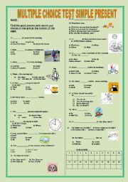 MULTIPLE CHOICE TEST SIMPLE PRESENT + KEY !