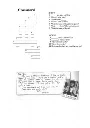 English Worksheet: Reading Comprehension Crossword