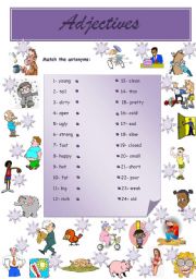 English Worksheet: Adjectives (opposites)