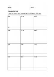 English worksheet: Telling the time and daily routines