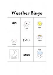 English Worksheet: Weather Bingo set 1