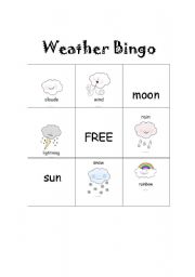 English Worksheet: Weather Bingo Set 2