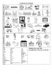 English Worksheet: TOURISM IN LONDON (or any big cities)