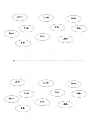 English worksheet: substractions and sums