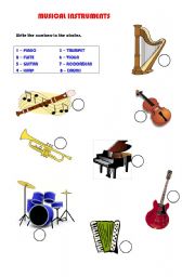 English Worksheet: Musical instruments