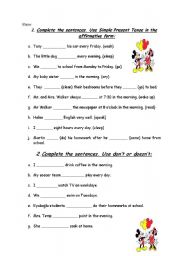 English Worksheet: simple present exercises