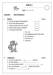 English worksheet: QUIS 5TH GRADE